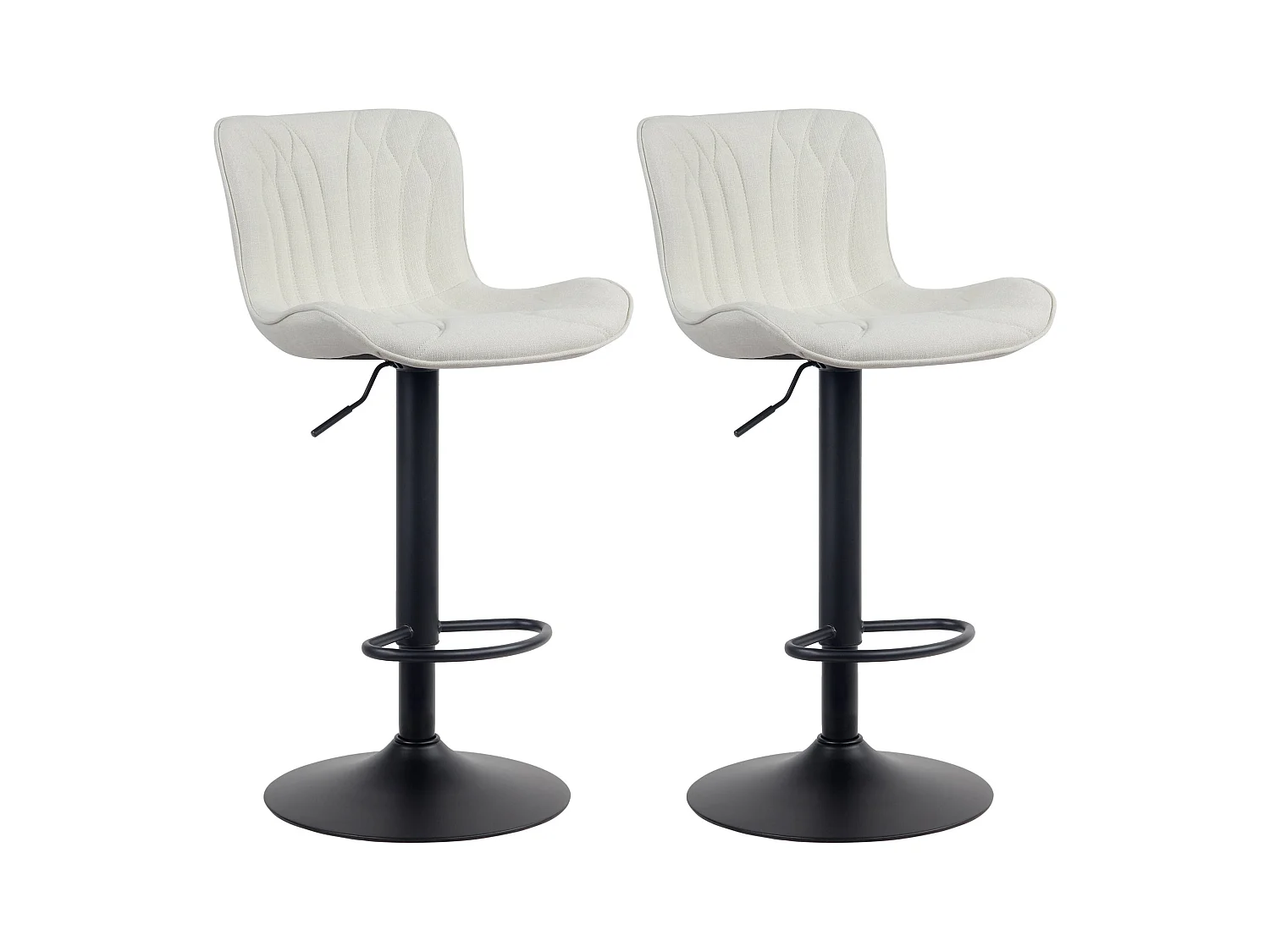 Lot de 2  Tabouret de bar - Tissu - Crème - Linus