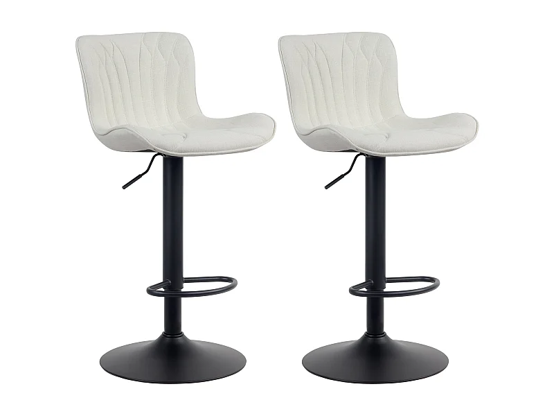 Lot de 2  Tabouret de bar - Tissu - Crème - Linus
