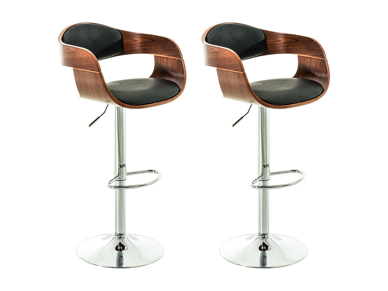 Lot de 2  Tabouret de bar - Similicuir - Noyer / Noir - Kingston