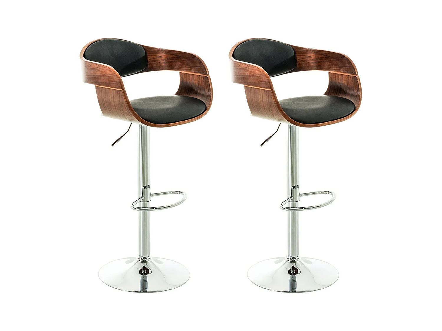 Lot de 2  Tabouret de bar - Similicuir - Noyer / Noir - Kingston