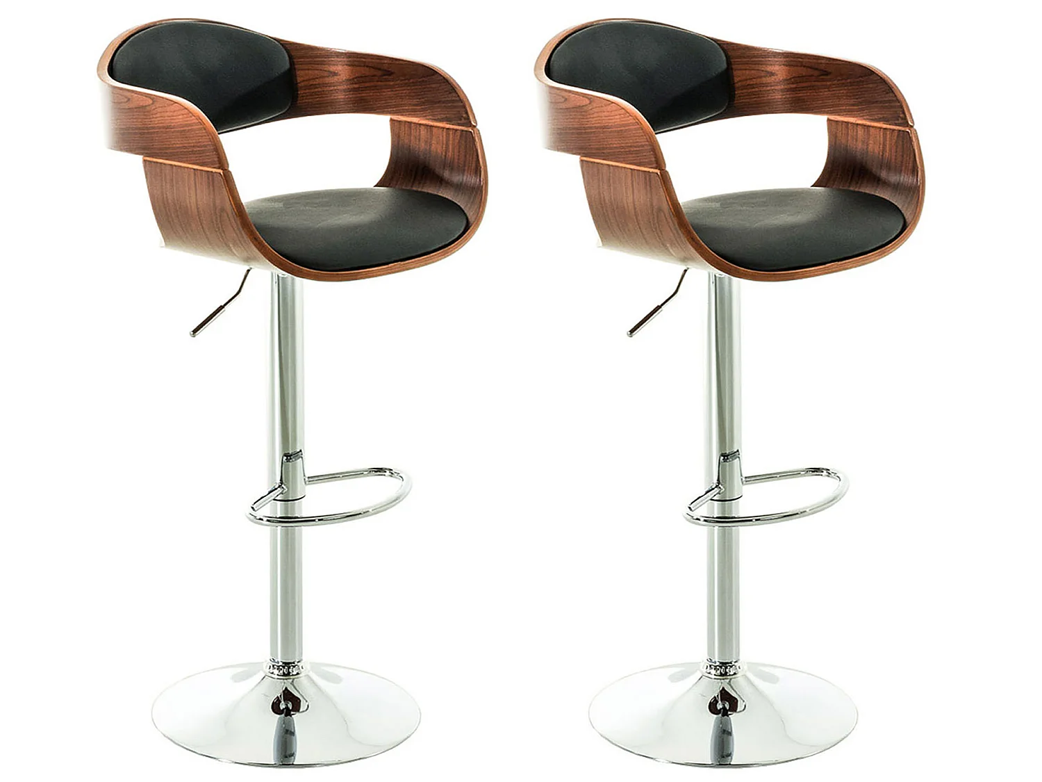 2er Set Barhocker - Kunstleder & chrom - walnuss/schwarz - Kingston