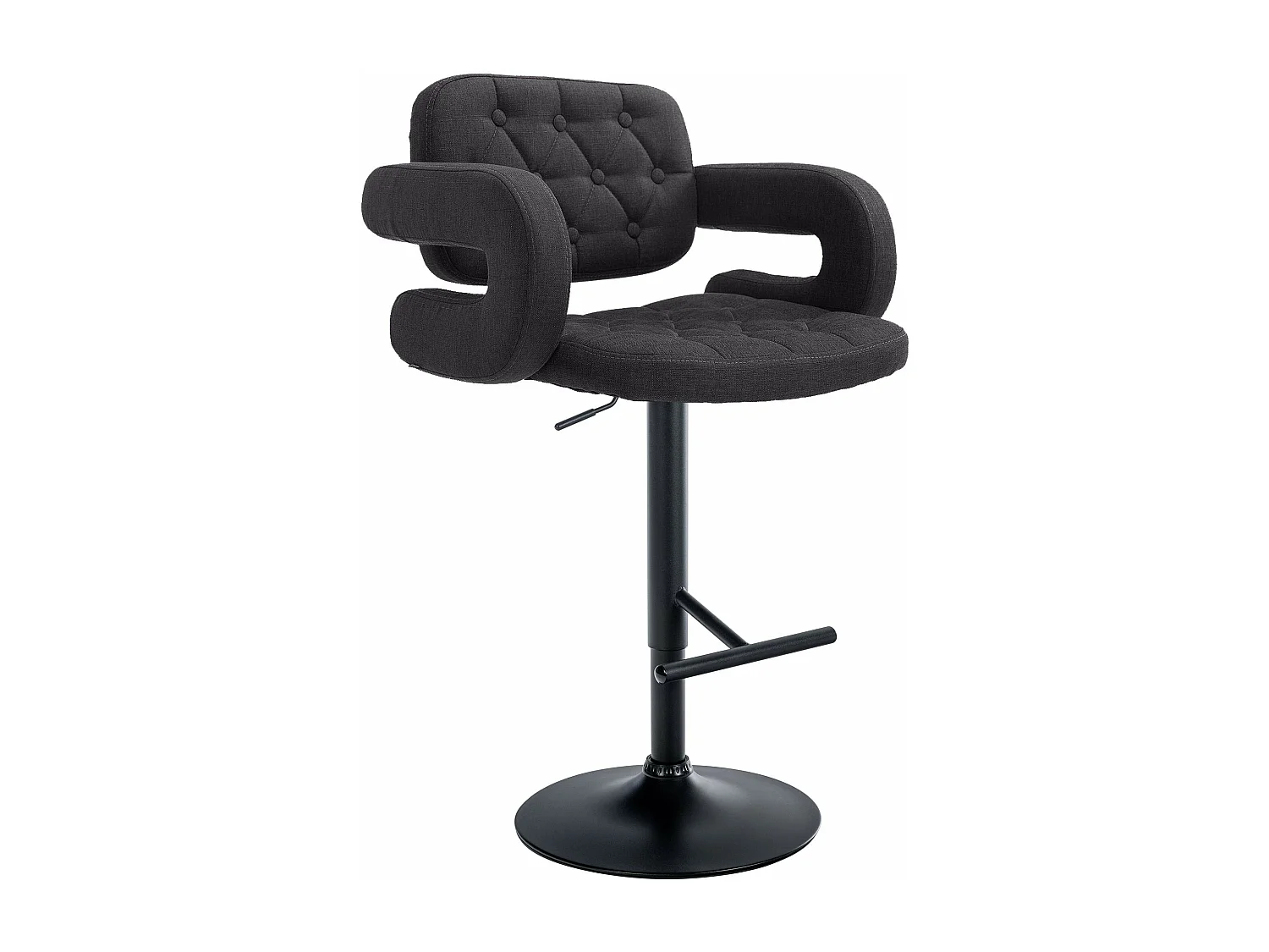 Tabouret de bar - Tissu & Métal - Noir - Dublin