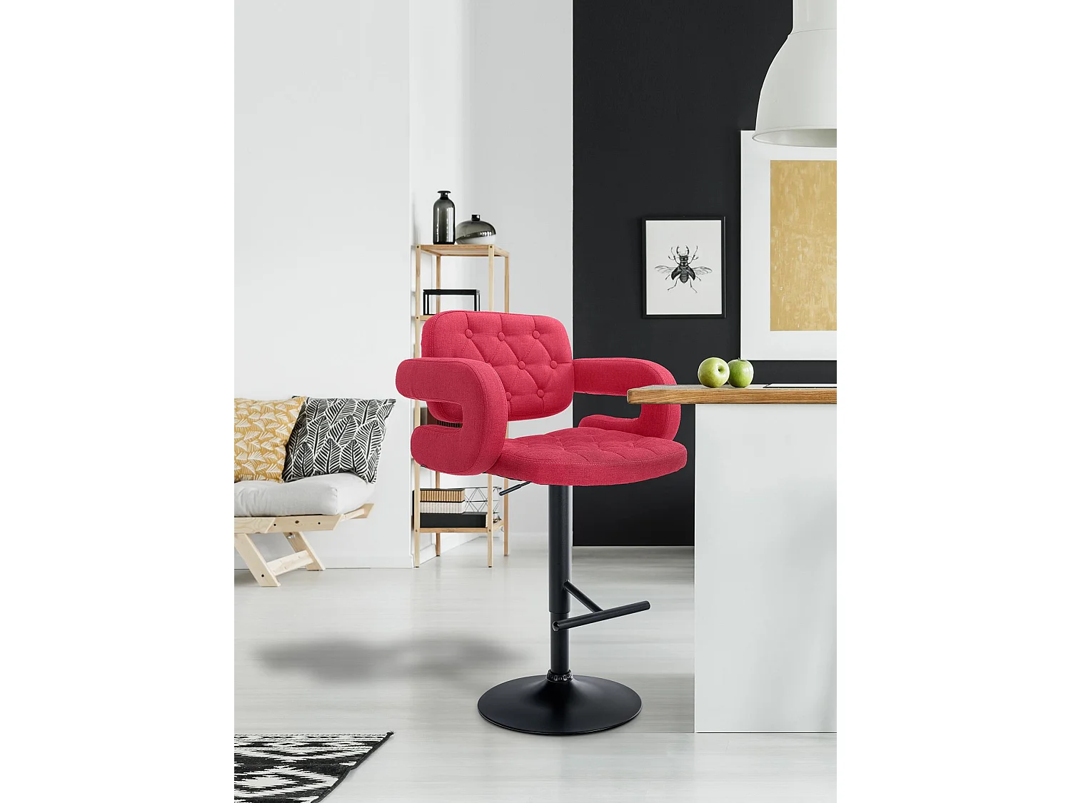 Tabouret de bar - Tissu & Métal - Rouge - Dublin