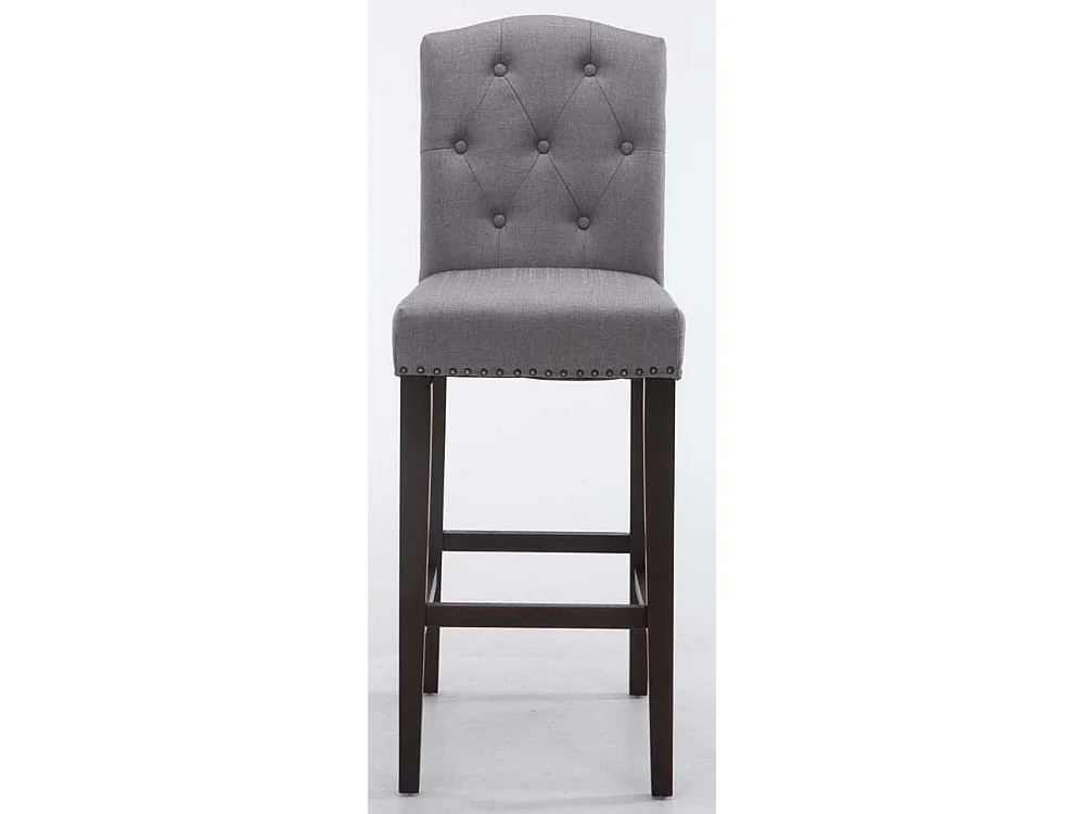 Lot de 2 Tabourets de bar - Tissu & Bois - Gris clair - Louise