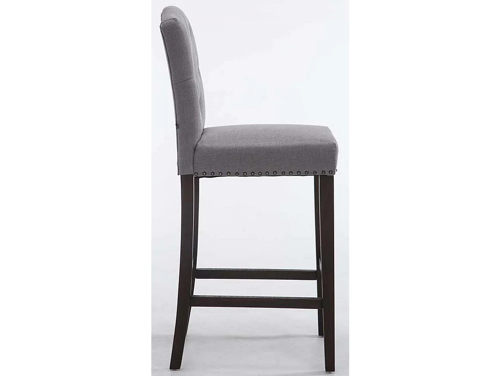 Lot de 2 Tabourets de bar - Tissu & Bois - Gris clair - Louise