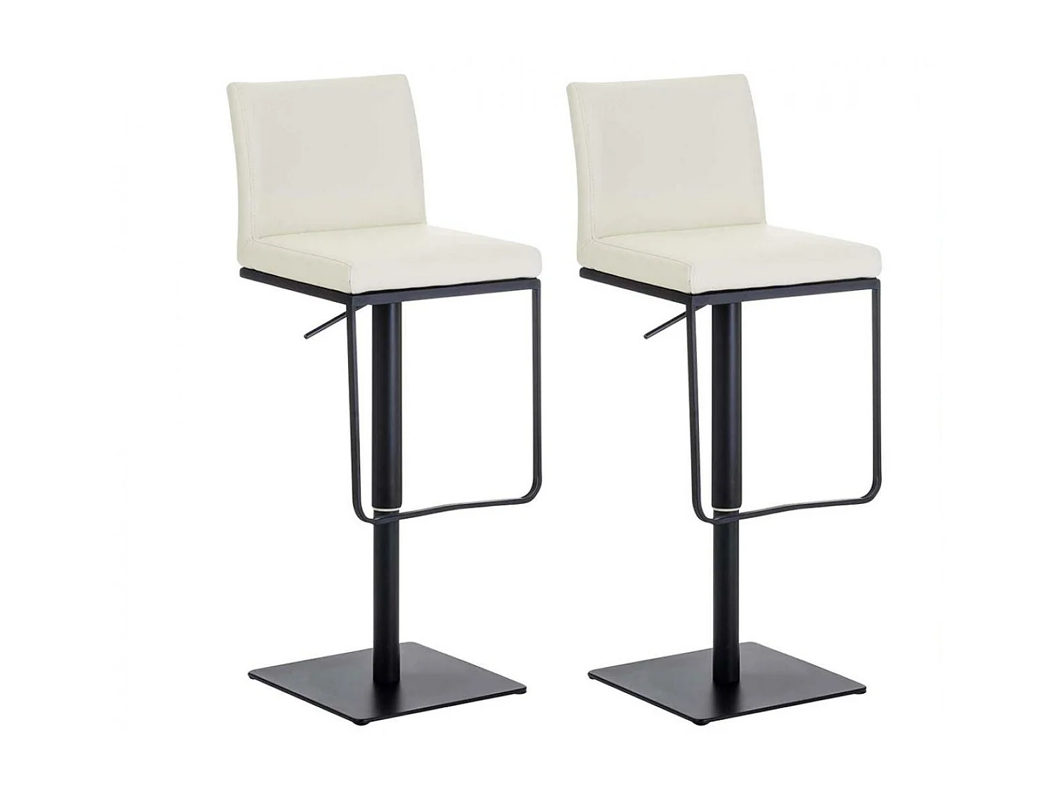 Lot de 2  Tabouret de bar - Similicuir & Noir - Crème - Panama