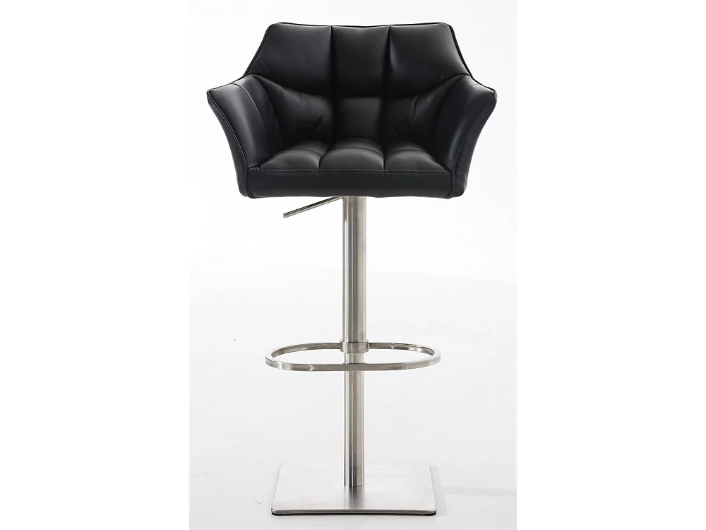 Lot de 2  Tabouret de bar - Similicuir & Acier inoxydable - Noir - Damaso