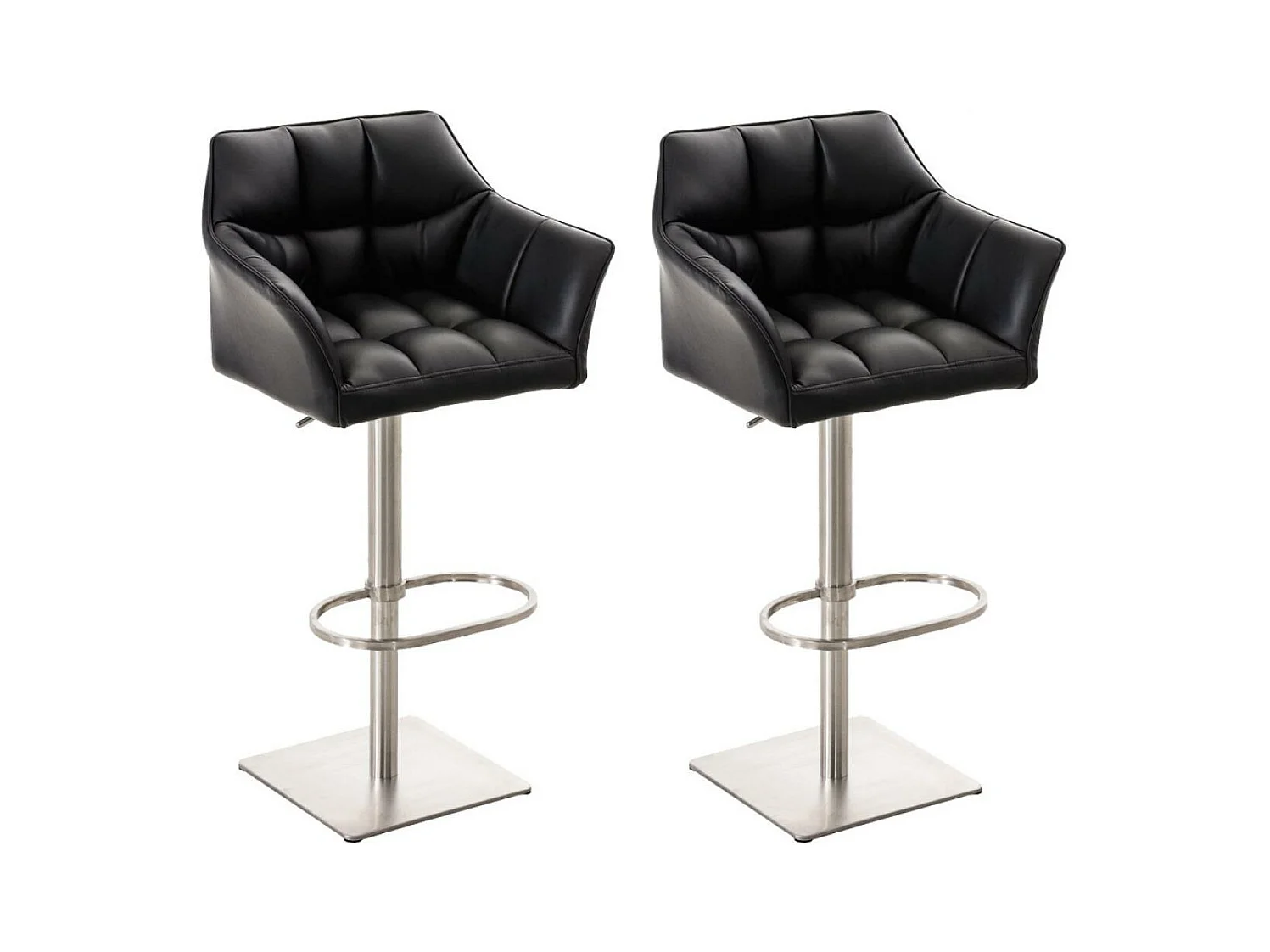 Lot de 2  Tabouret de bar - Similicuir & Acier inoxydable - Noir - Damaso