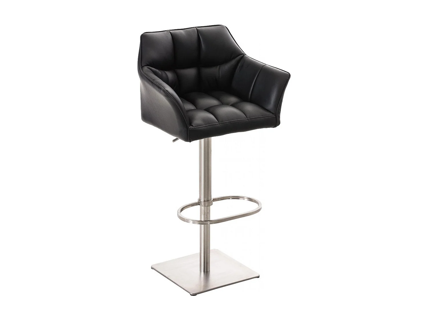 Lot de 2  Tabouret de bar - Similicuir & Acier inoxydable - Noir - Damaso