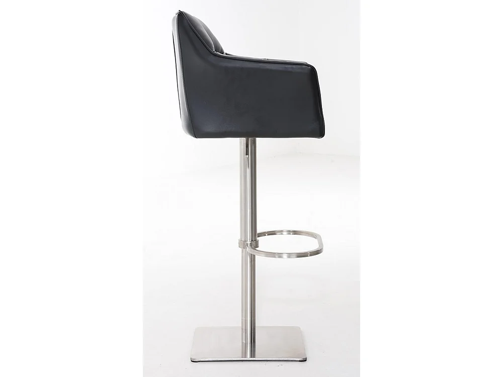 Lot de 2  Tabouret de bar - Similicuir & Acier inoxydable - Noir - Damaso