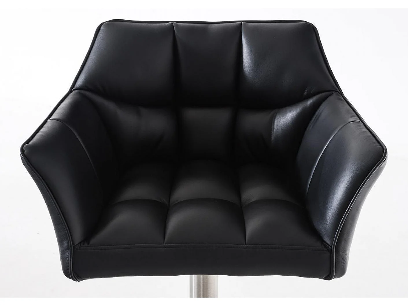 Lot de 2  Tabouret de bar - Similicuir & Acier inoxydable - Noir - Damaso