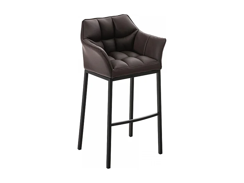 Tabouret de bar - Similicuir & Noir - Marron - Damaso