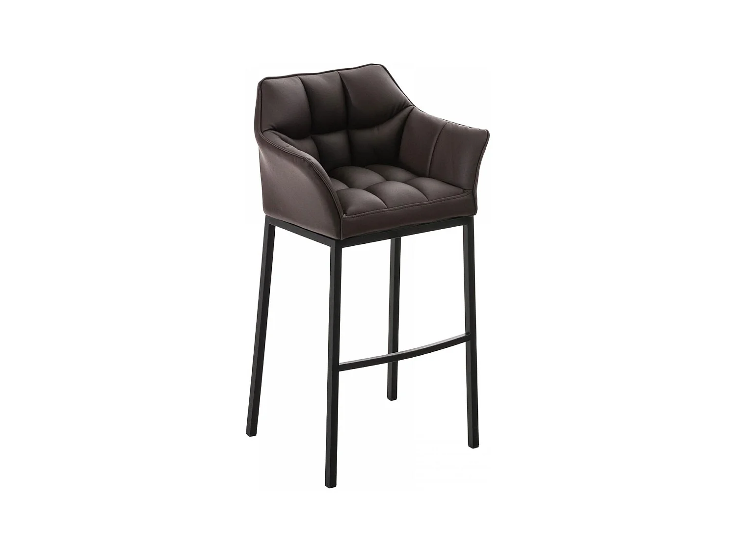 Tabouret de bar - Similicuir & Noir - Marron - Damaso