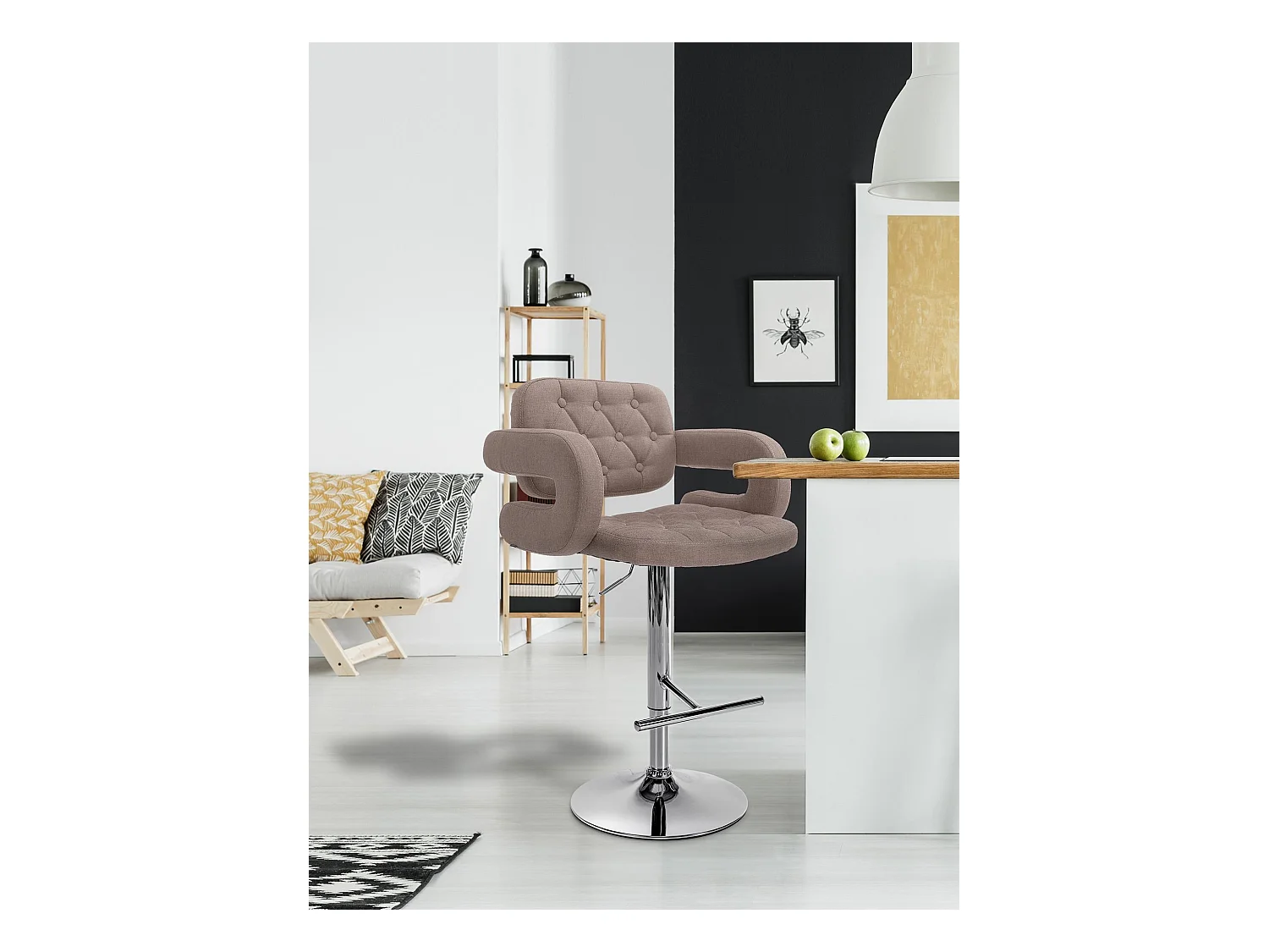 Tabouret de bar - Tissu & Métal - Taupe - Dublin