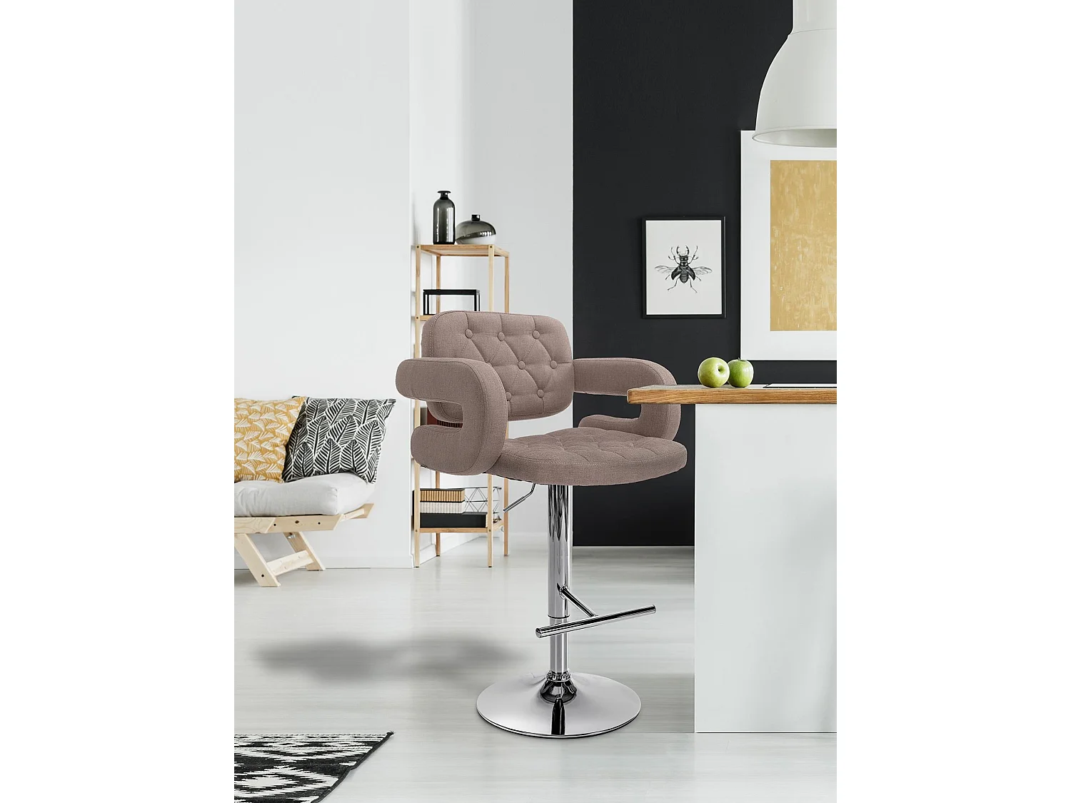 Tabouret de bar - Tissu & Métal - Taupe - Dublin