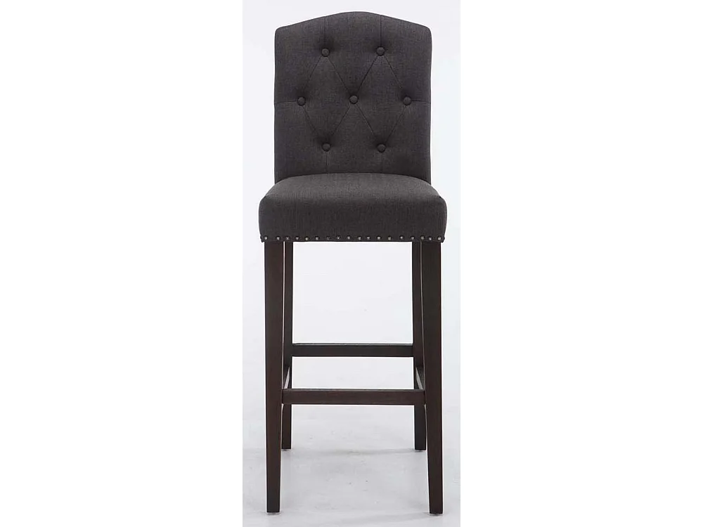 Lot de 2 Tabourets de bar - Tissu & Bois - Gris foncé - Louise