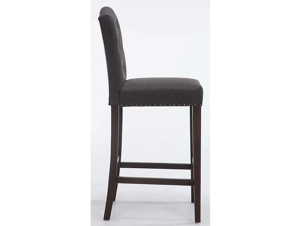 Lot de 2 Tabourets de bar - Tissu & Bois - Gris foncé - Louise