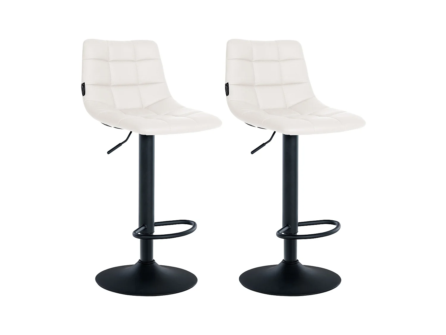 Lot de 2 Tabourets de bar - Similicuir & Métal - Blanc - Jerry