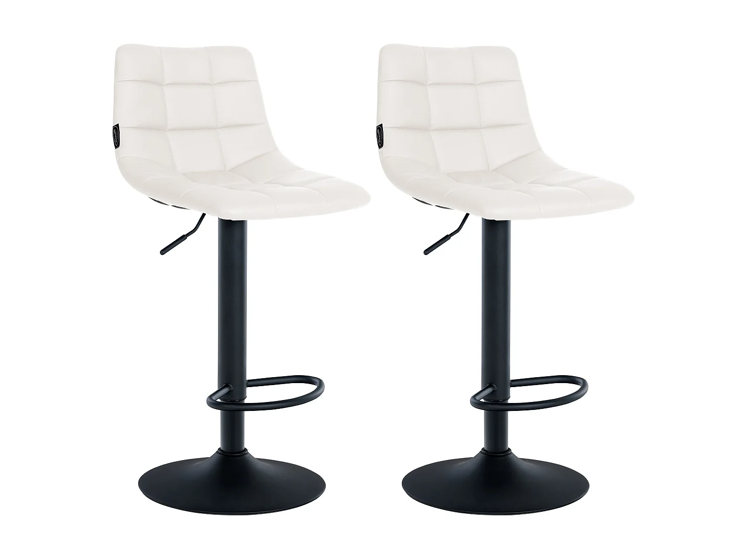 Lot de 2 Tabourets de bar - Similicuir & Métal - Blanc - Jerry