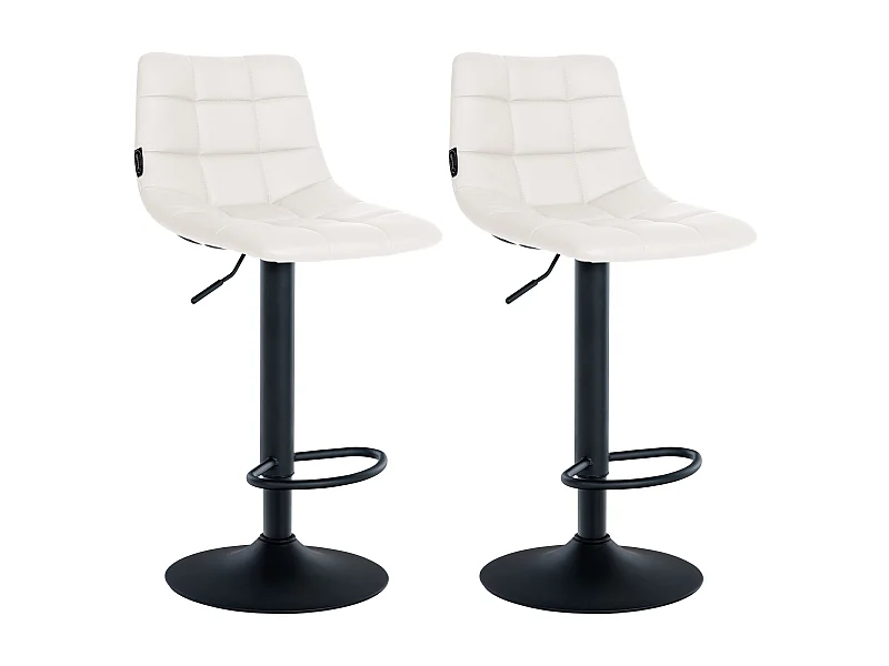 Lot de 2 Tabourets de bar - Similicuir & Métal - Blanc - Jerry