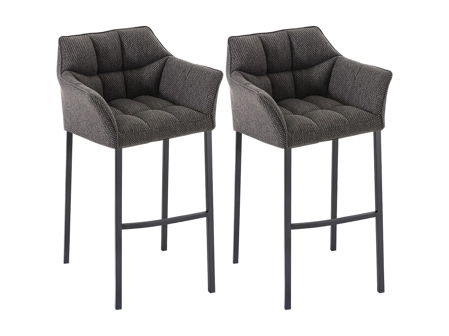 Lot de 2  Tabouret de bar - Tissu & Noir - Gris titane - Damaso