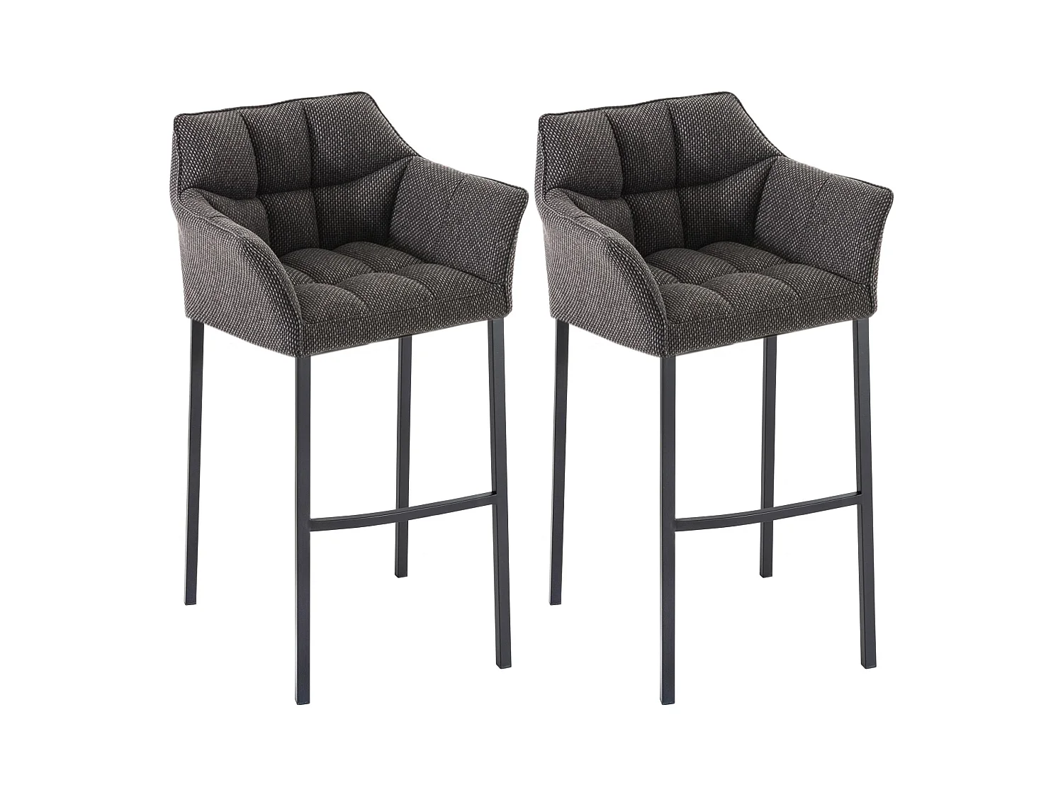 Lot de 2  Tabouret de bar - Tissu & Noir - Gris titane - Damaso