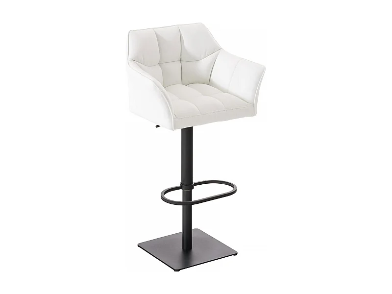 Tabouret de bar - Similicuir & Noir - Blanc - Damaso