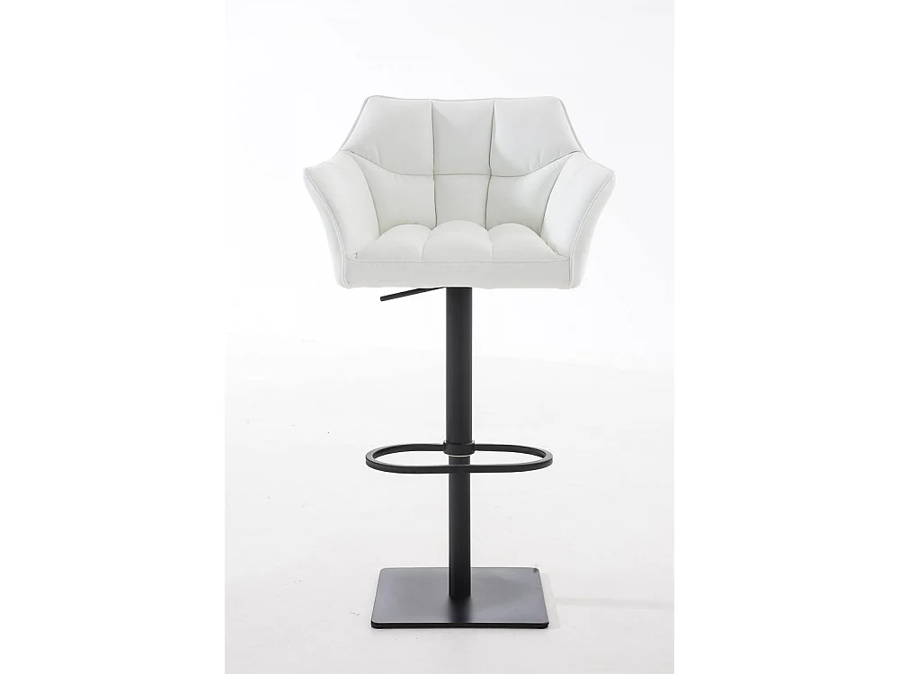 Tabouret de bar - Similicuir & Noir - Blanc - Damaso