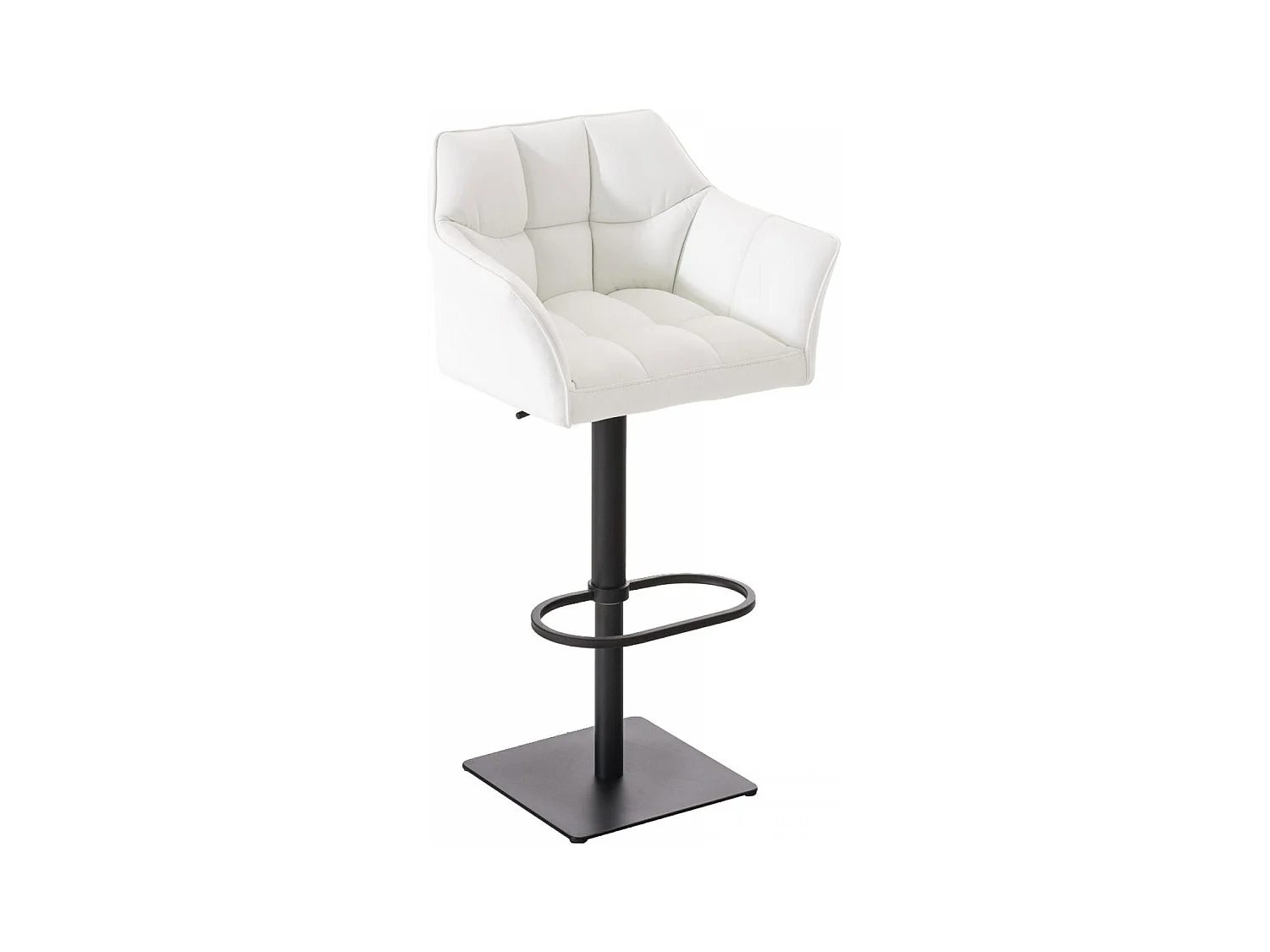 Tabouret de bar - Similicuir & Noir - Blanc - Damaso