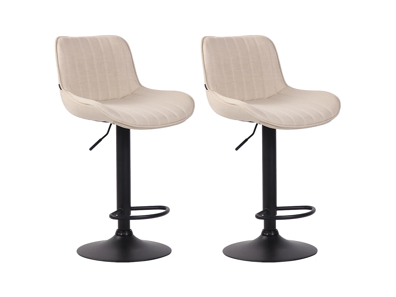 Lot de 2 Tabourets de bar - Tissu & Métal - Crème - Lentini
