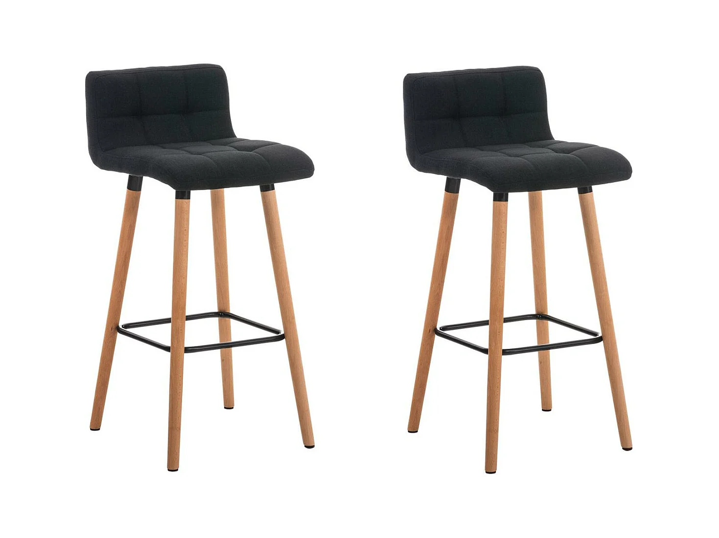 Lot de 2  Tabouret de bar - Tissu & Nature - Noir - Lincoln