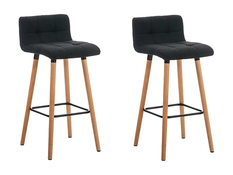 Lot de 2  Tabouret de bar - Tissu & Nature - Noir - Lincoln