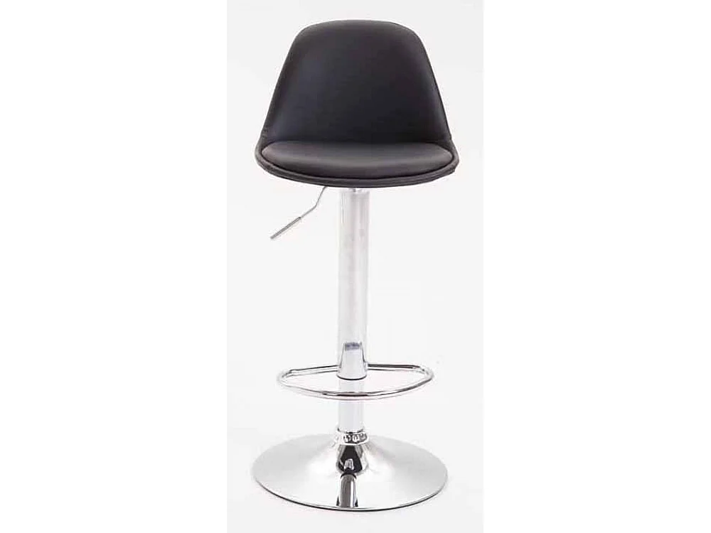 Lot de 2 Tabourets de bar - Similicuir & Métal chromé - Noir - Kiel