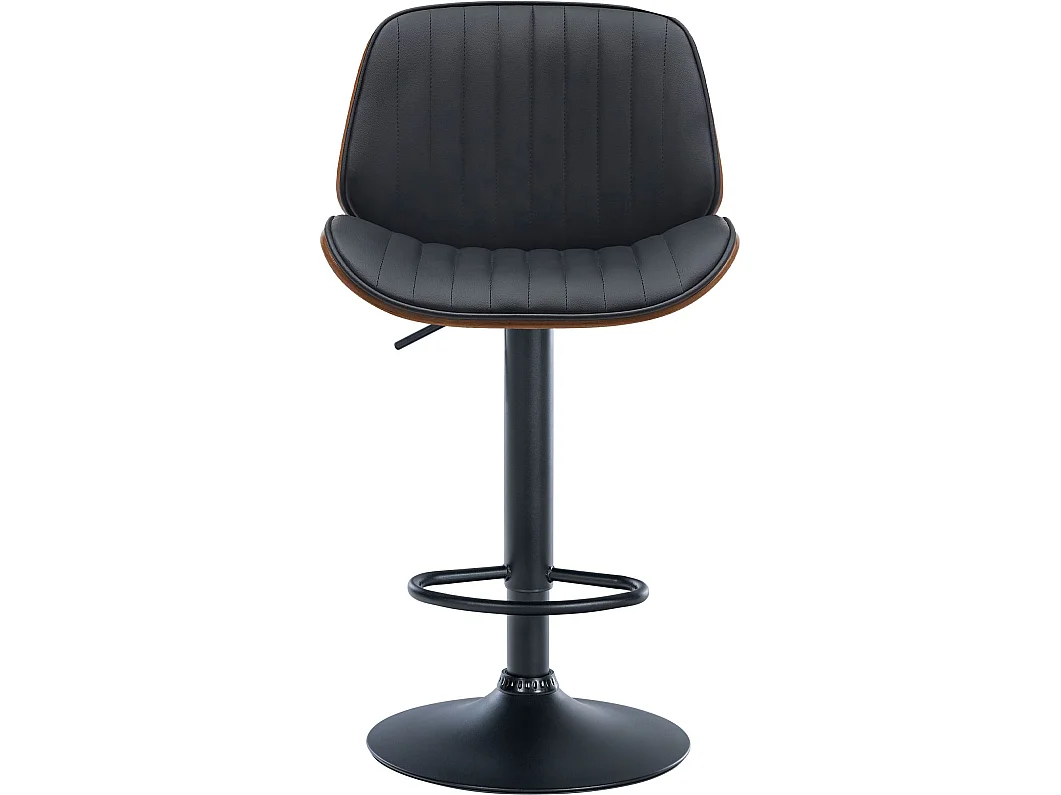 Tabouret de bar - Similicuir (PVC) & Blanc - Noyer / Noir - Nova