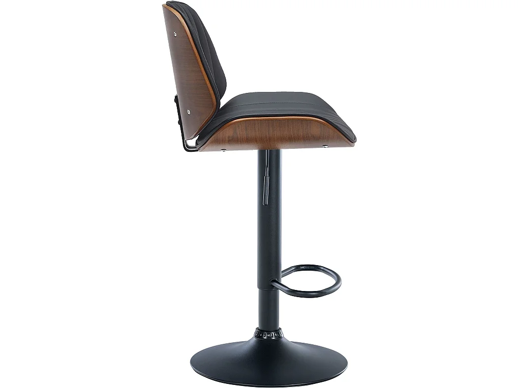 Tabouret de bar - Similicuir (PVC) & Blanc - Noyer / Noir - Nova