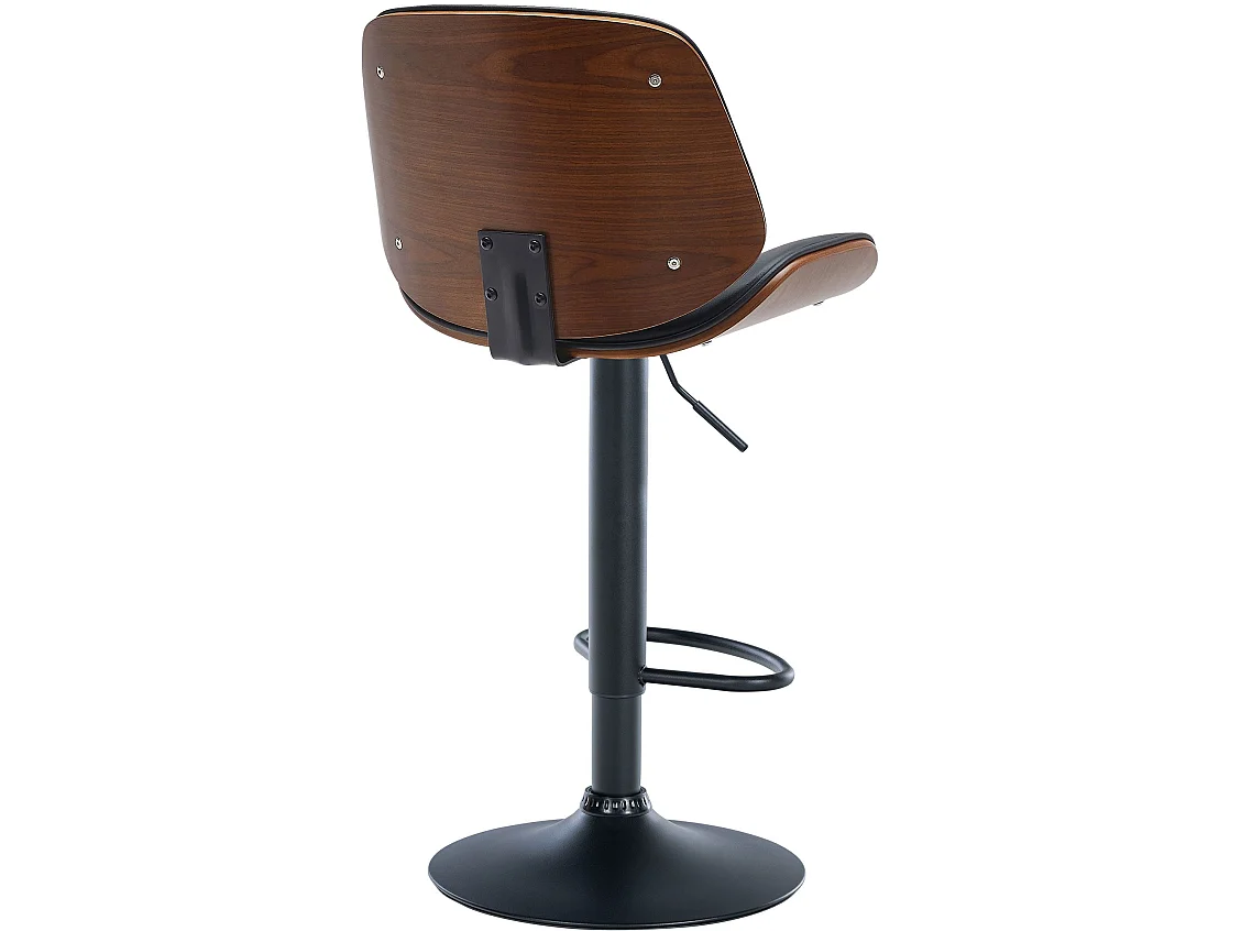 Tabouret de bar - Similicuir (PVC) & Blanc - Noyer / Noir - Nova