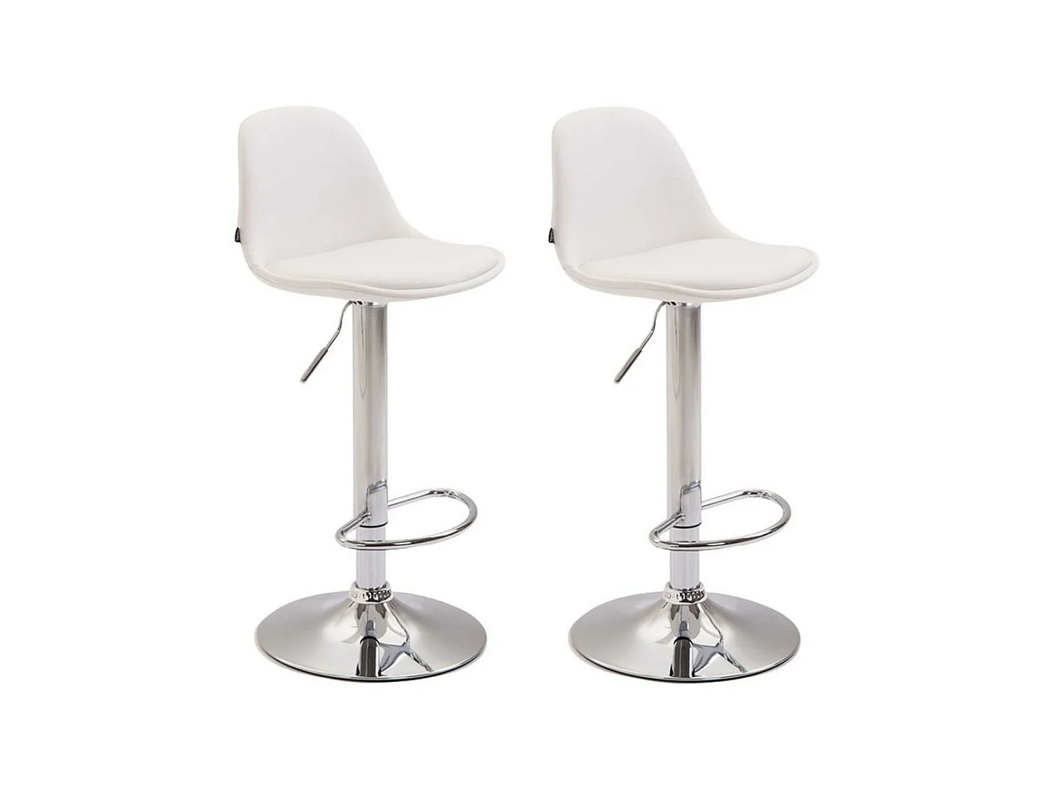 Lot de 2 Tabourets de bar - Similicuir & Métal chromé - Blanc - Kiel