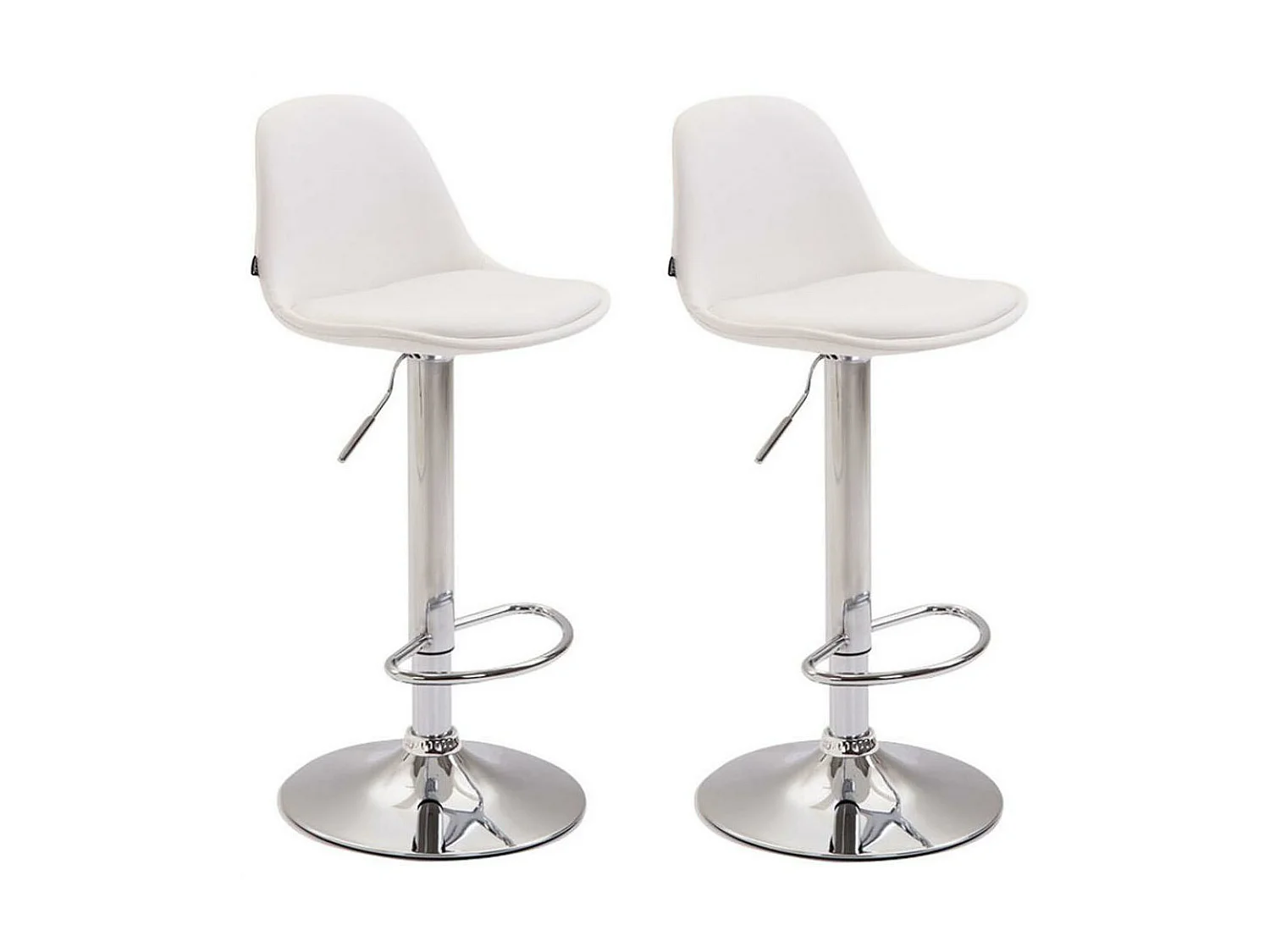 Lot de 2 Tabourets de bar - Similicuir & Métal chromé - Blanc - Kiel