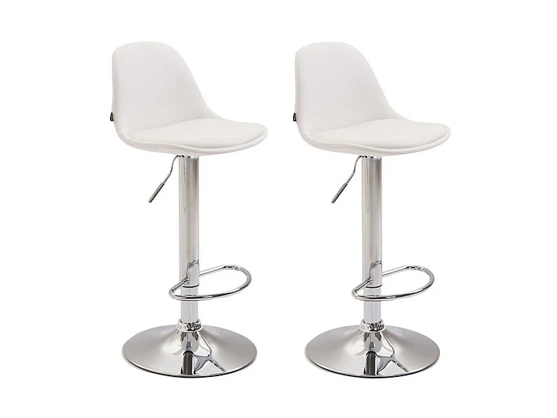 Set van 2 Barkruk - Kunstleer & Metaal in chroomoptiek - wit - Kiel