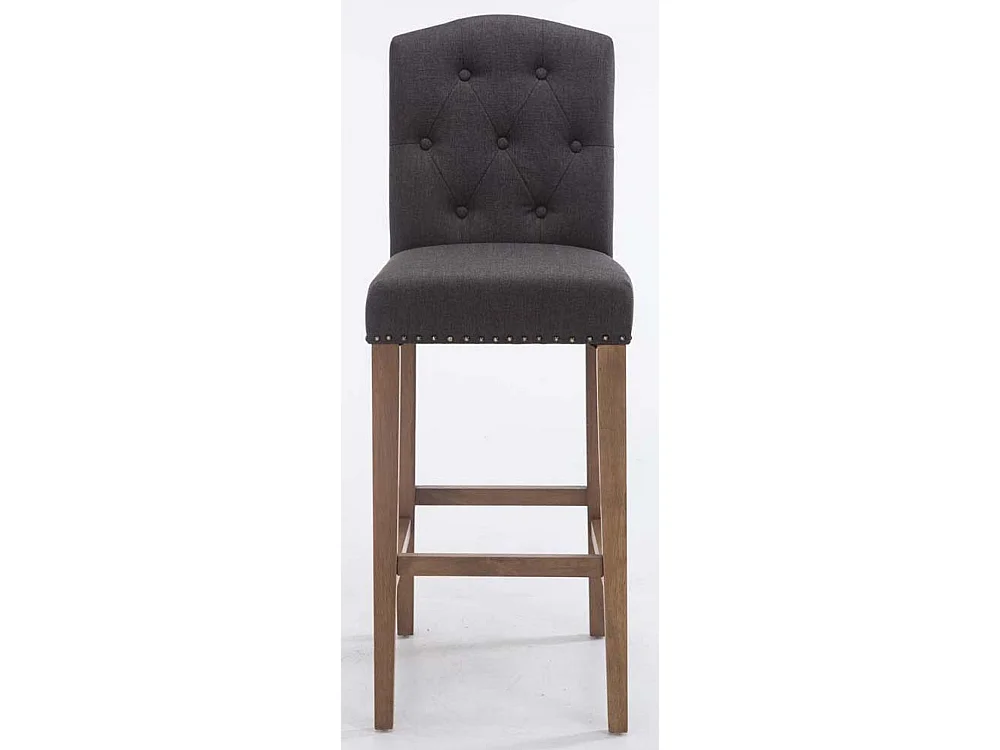 Lot de 2 Tabourets de bar - Tissu & Bois - Gris foncé - Louise