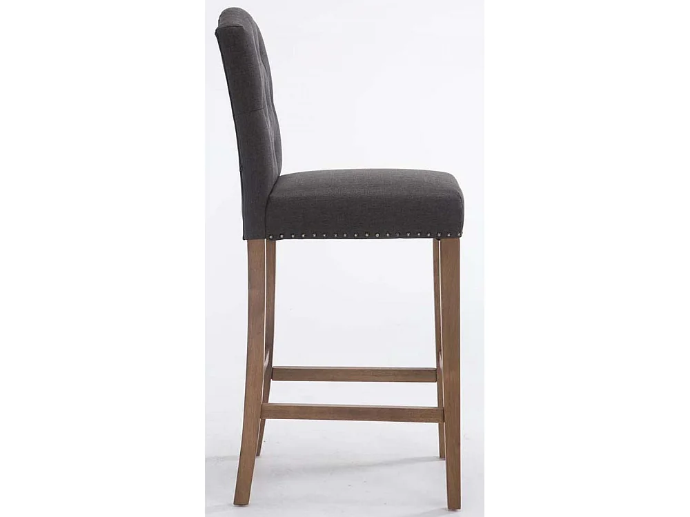 Lot de 2 Tabourets de bar - Tissu & Bois - Gris foncé - Louise