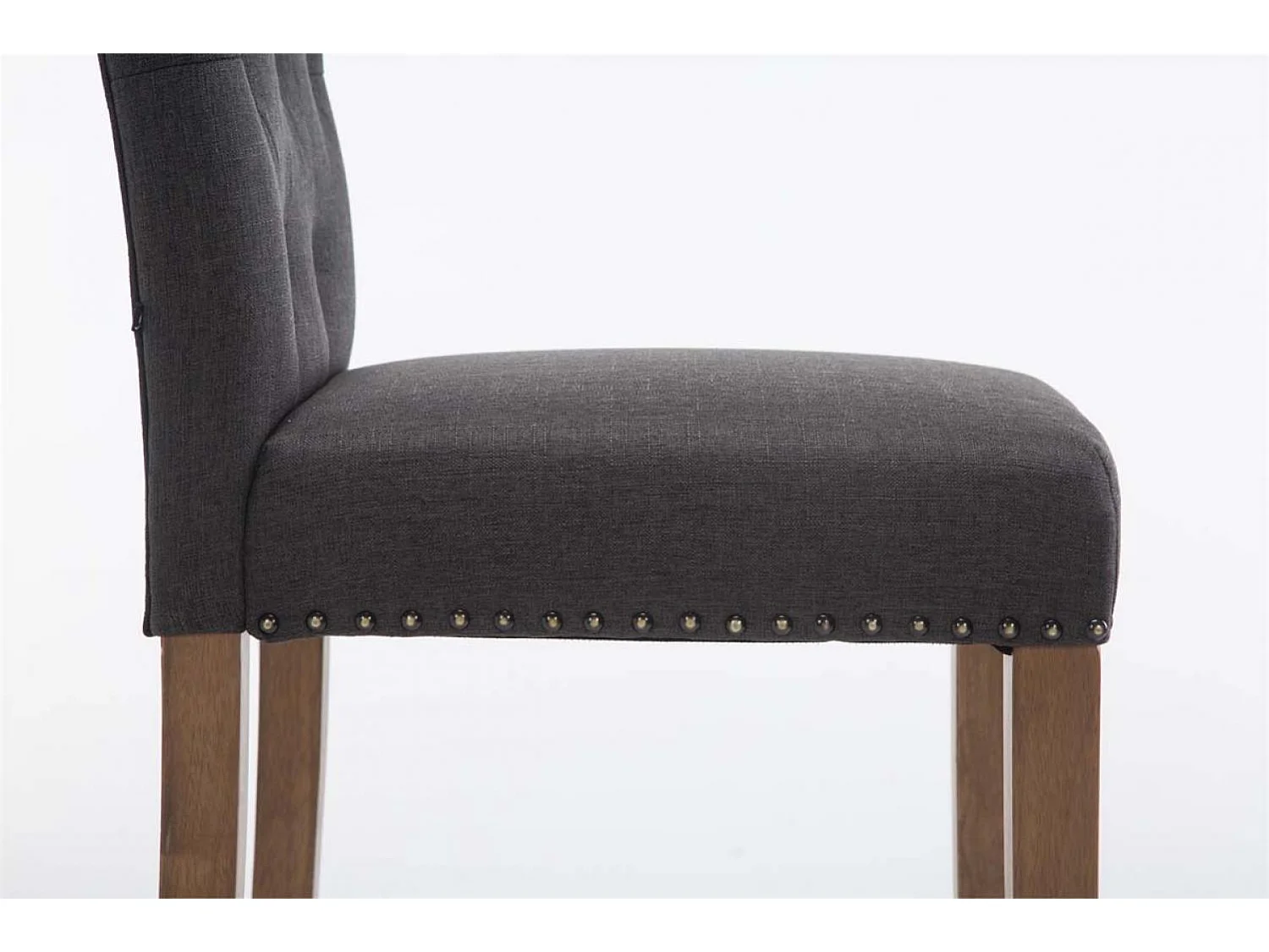 Lot de 2 Tabourets de bar - Tissu & Bois - Gris foncé - Louise