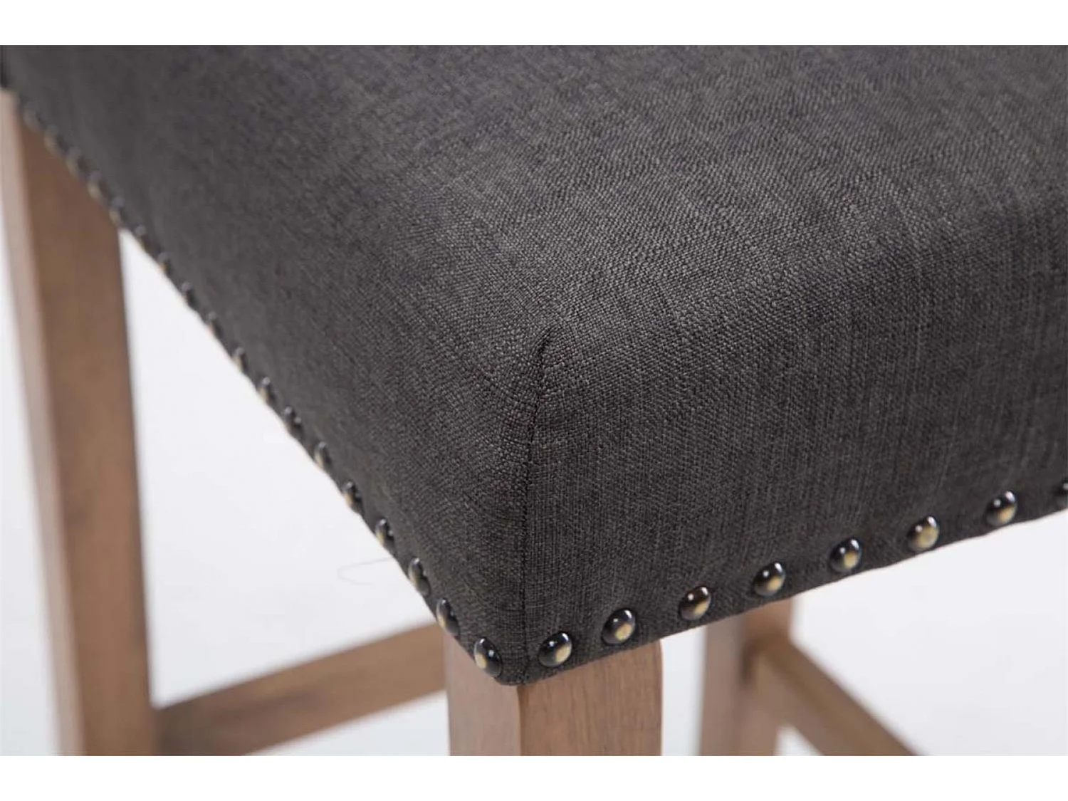 Lot de 2 Tabourets de bar - Tissu & Bois - Gris foncé - Louise