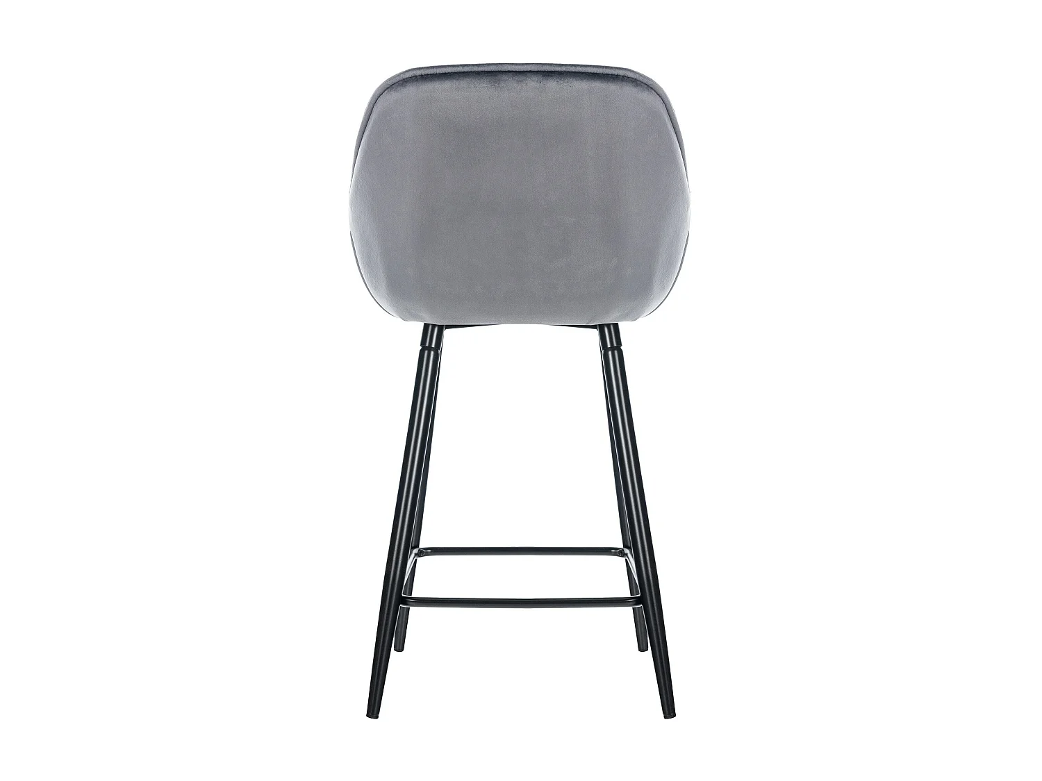 Lot de 2  Tabouret de bar - Velours & Métal noir mat - Gris foncé - Gibson