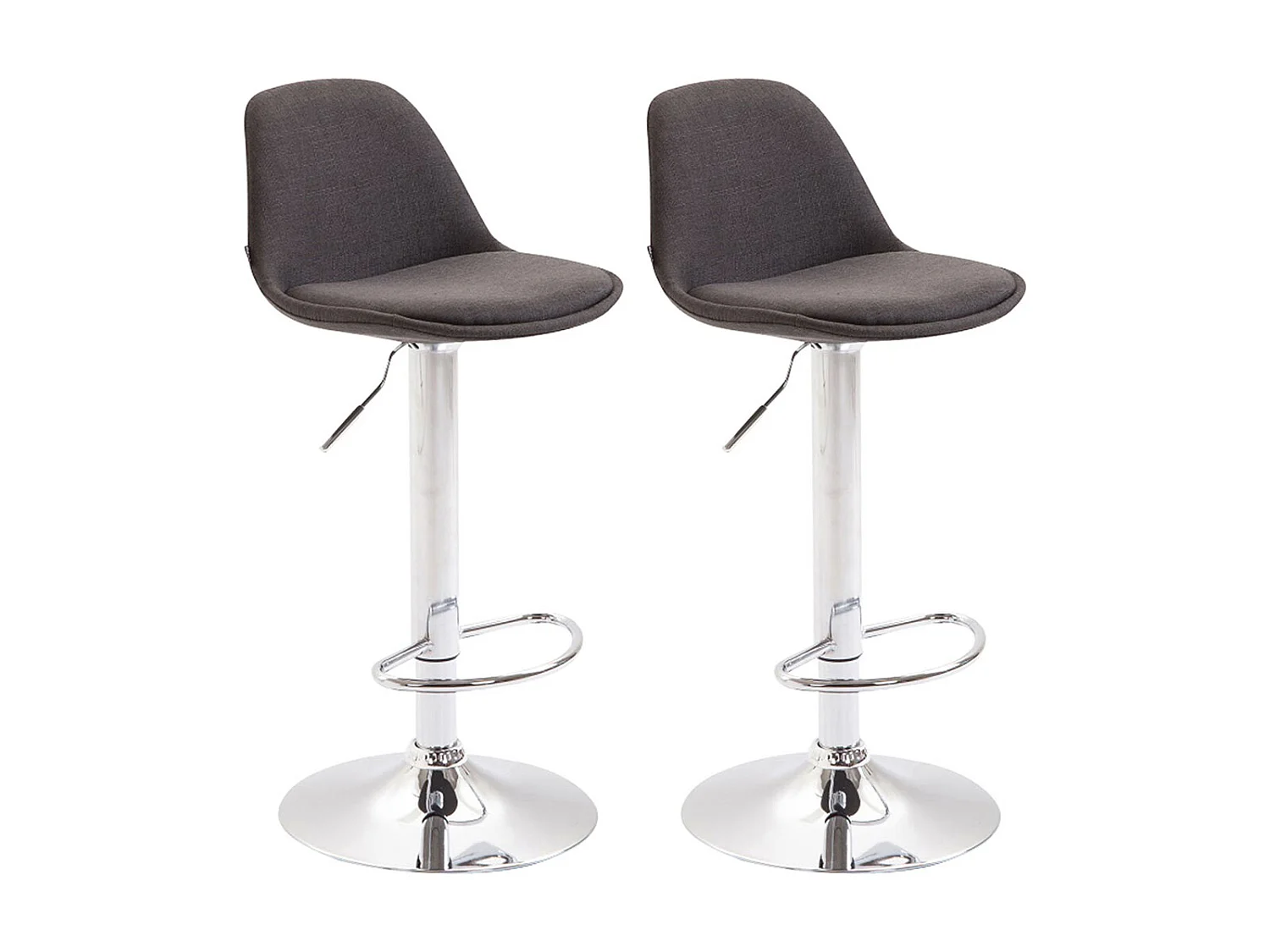 Lot de 2 Tabourets de bar - Tissu & Métal chromé - Gris foncé - Kiel