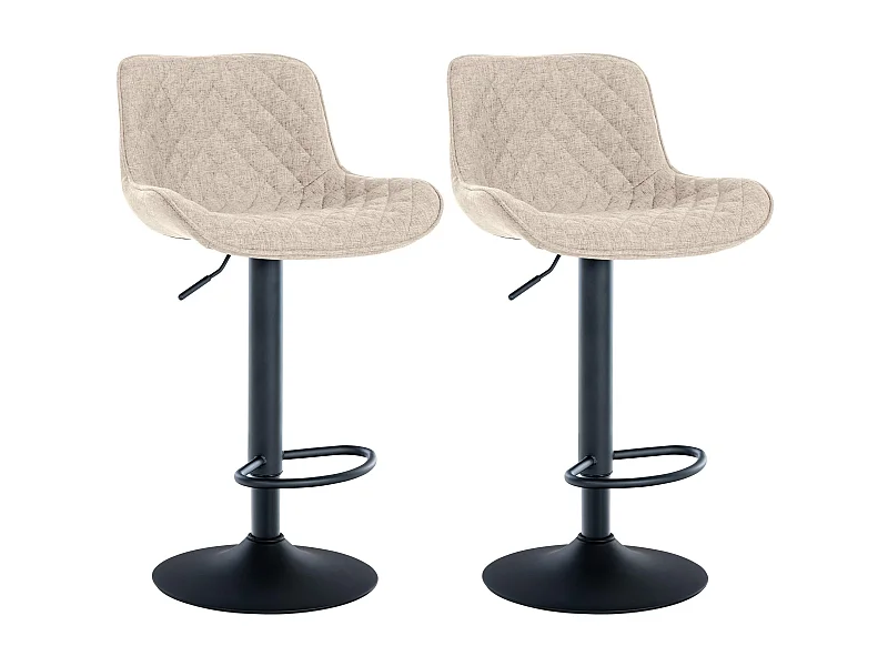 Lot de 2  Tabouret de bar - Tissu - Taupe - Minosa