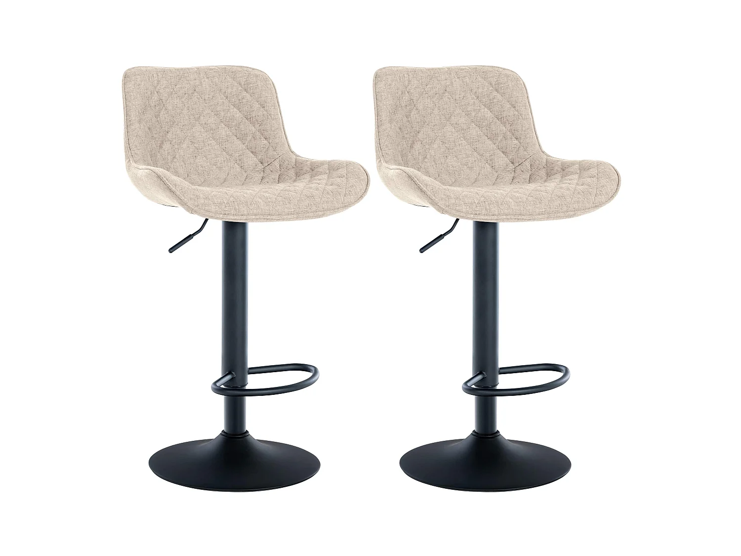 Lot de 2  Tabouret de bar - Tissu - Taupe - Minosa