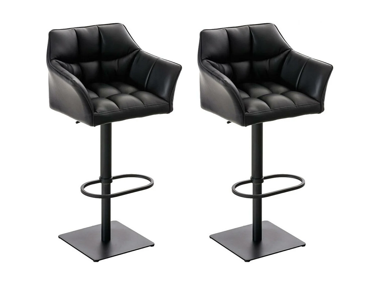 Lot de 2  Tabouret de bar - Similicuir & Noir - Noir - Damaso