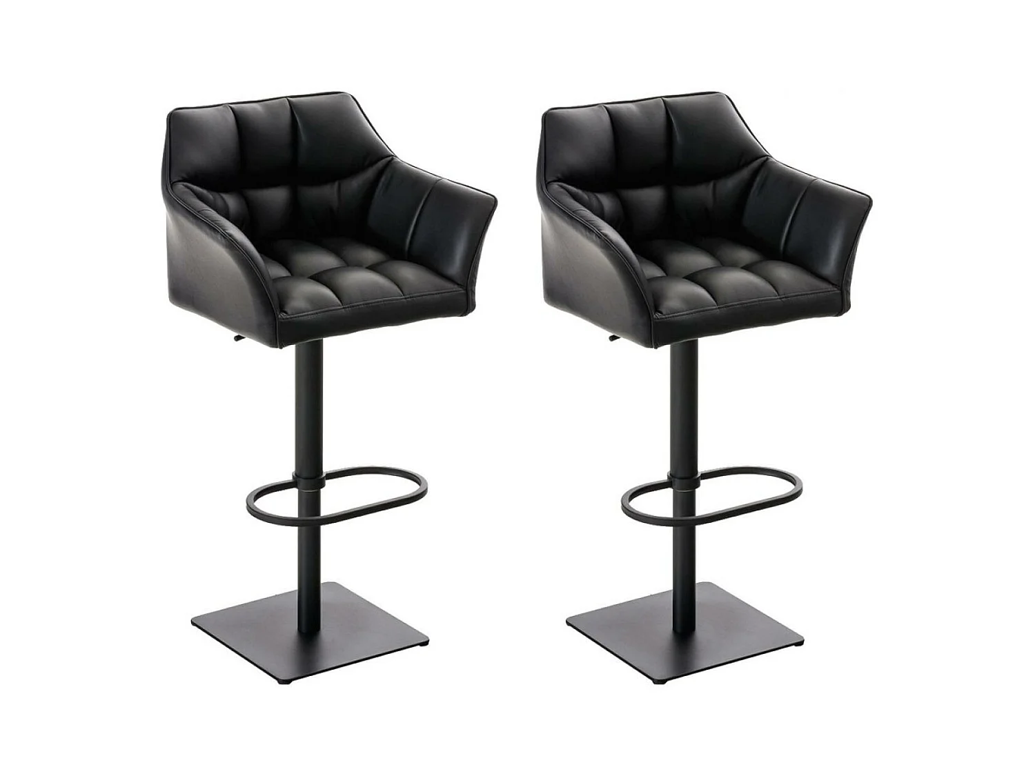Lot de 2  Tabouret de bar - Similicuir & Noir - Noir - Damaso