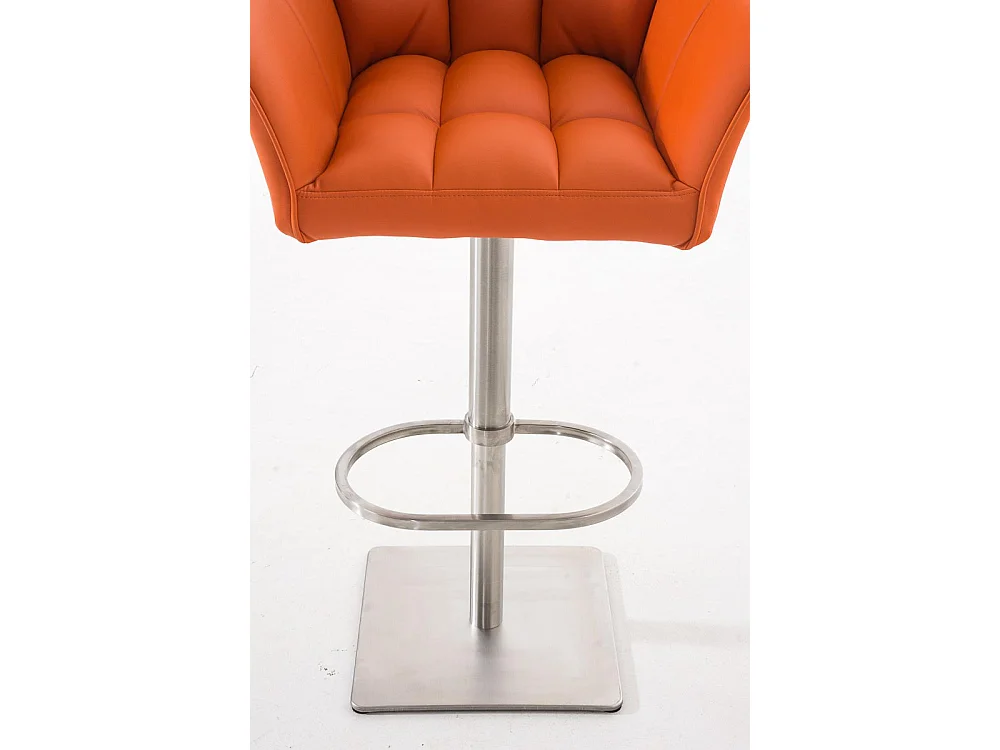 Tabouret de bar - Similicuir & Acier inoxydable - Orange - Damaso